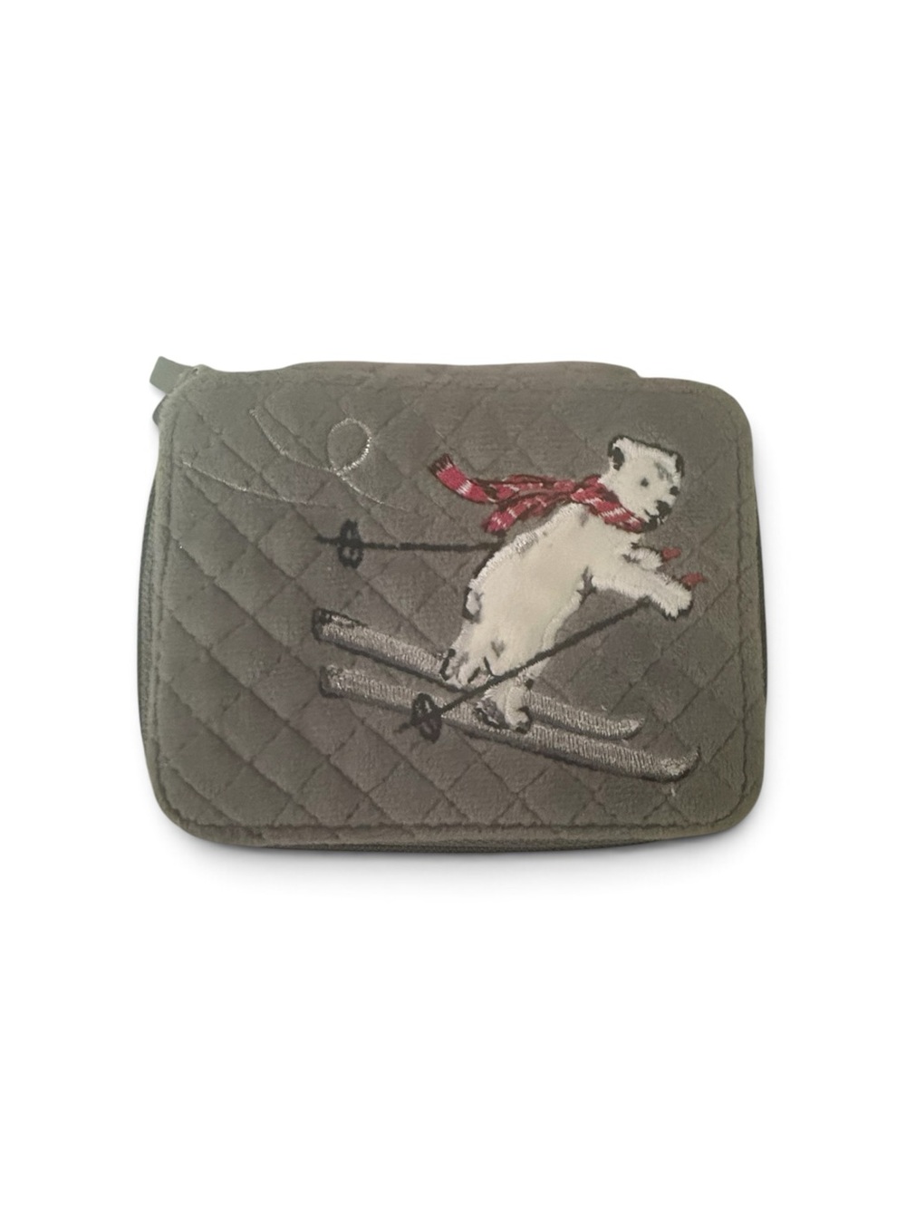 Vera Bradley Gray Quilted Skiing bear travel pill case